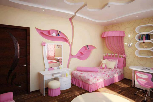 sypialnia na różowo